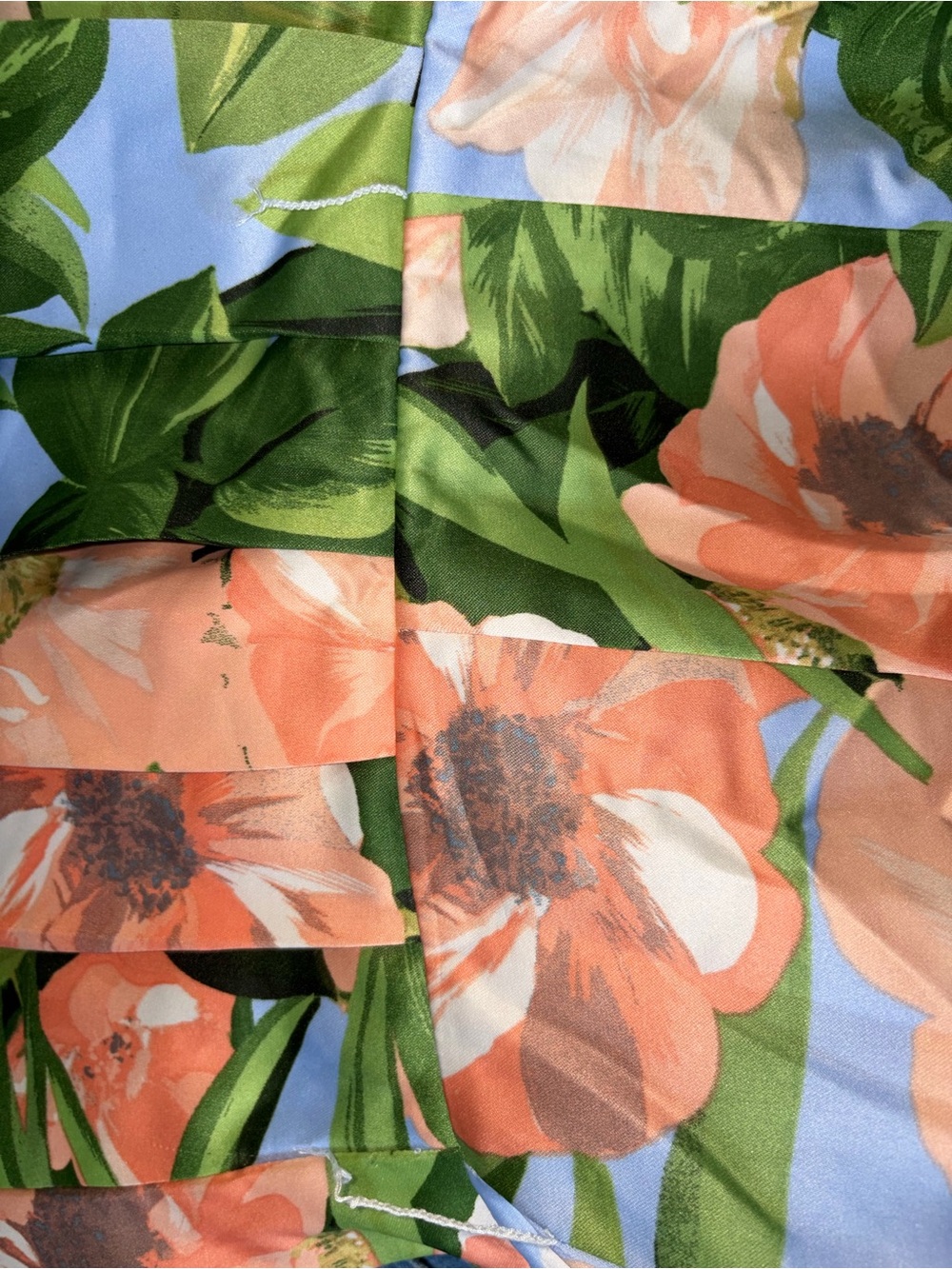 NWT TAHARI ASL Peach Floral Fit-and-Flare Dress with Blue Base - Picture 6 of 8